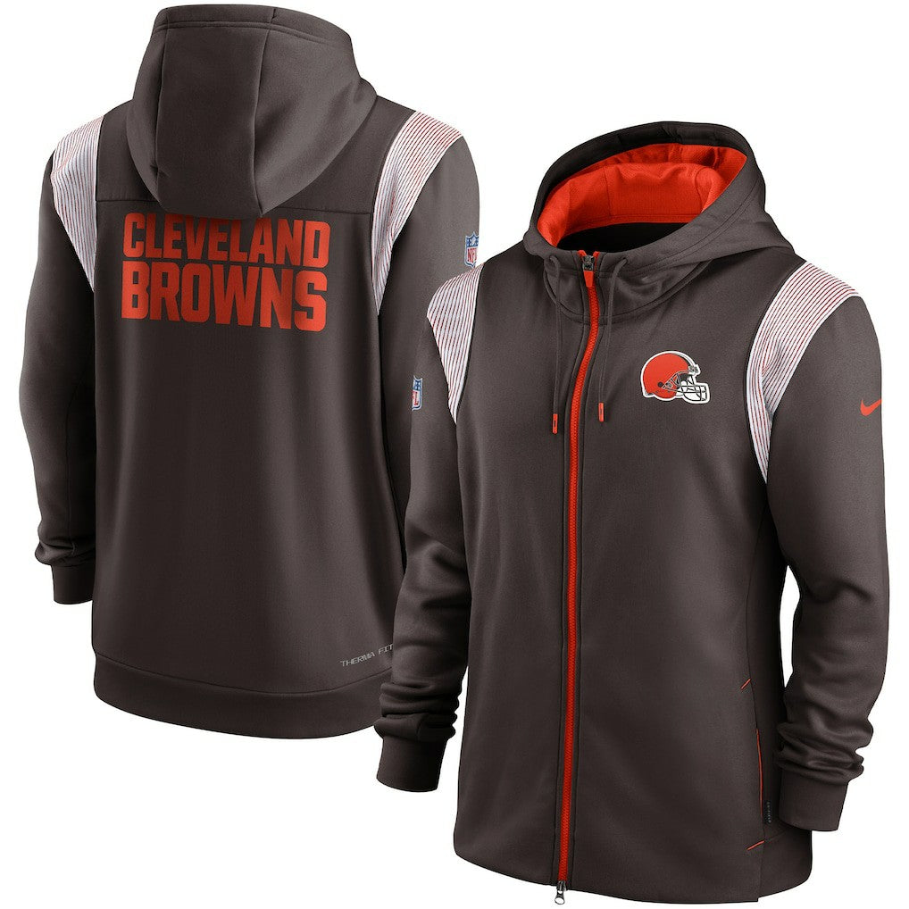 Nike Cleveland Browns Performance Sideline Lockup Full-Zip Hoodie Brown