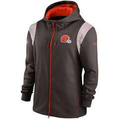Nike Cleveland Browns Performance Sideline Lockup Full-Zip Hoodie Brown