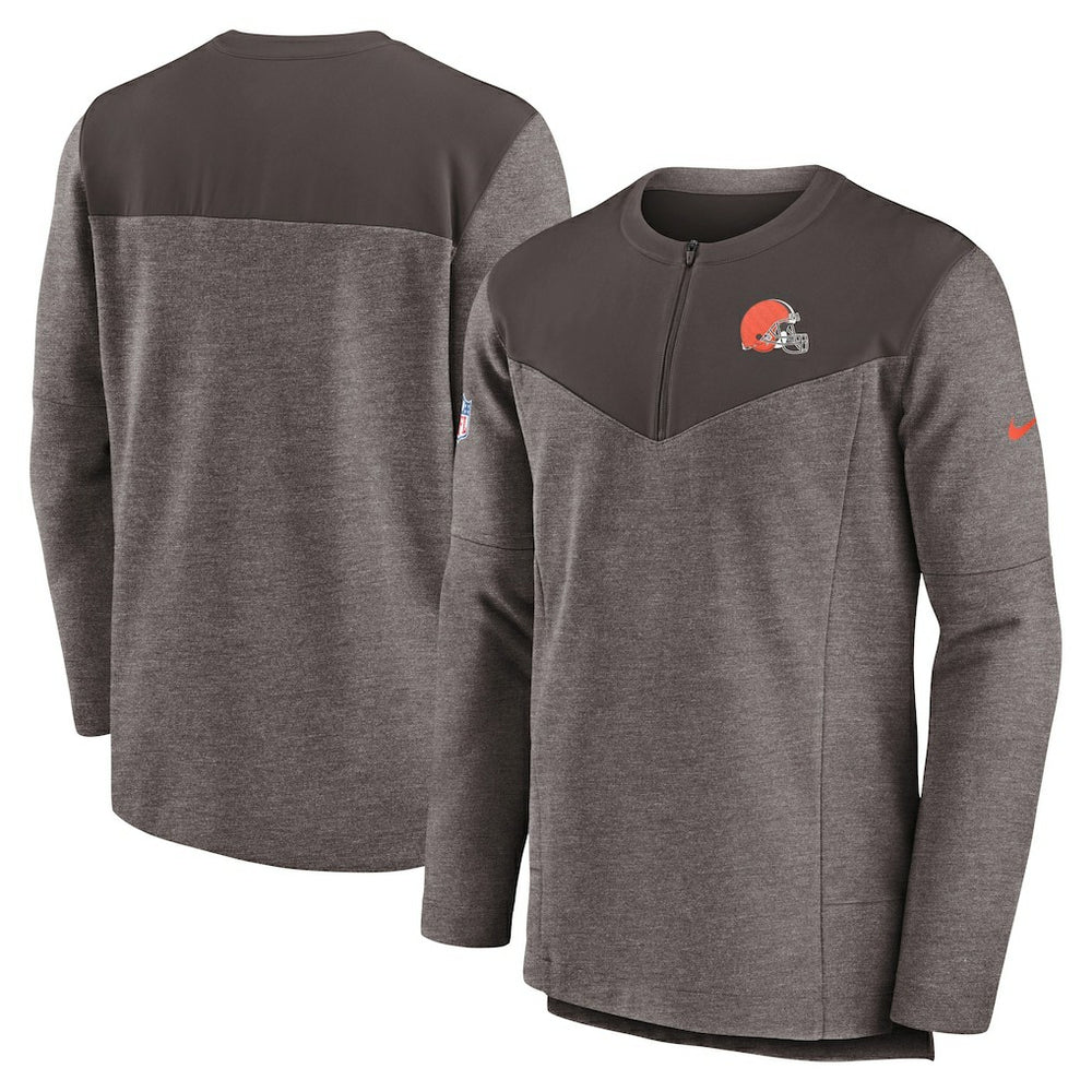 Nike Cleveland Browns Sideline Lockup Performance Quarter-Zip Top Brown