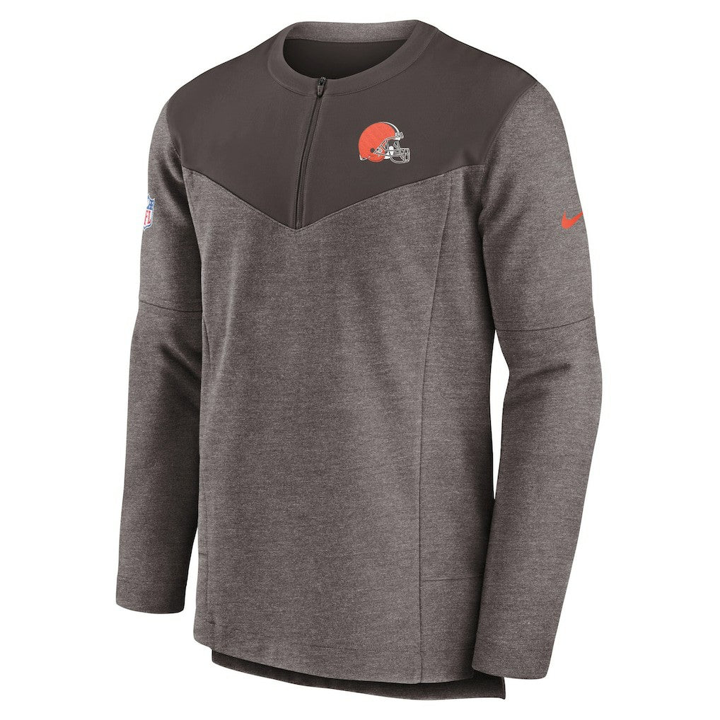 Nike Cleveland Browns Sideline Lockup Performance Quarter-Zip Top Brown