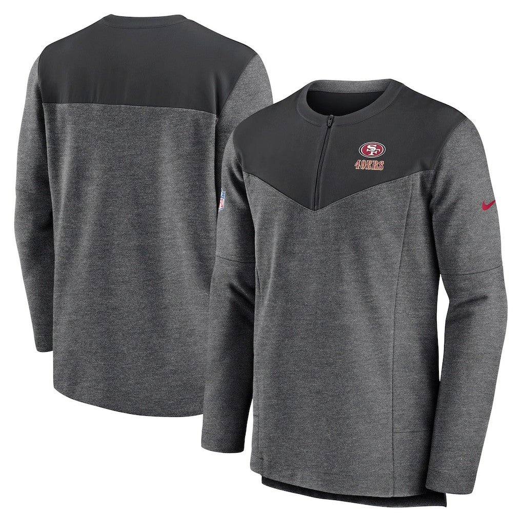 Nike San Francisco 49ers Sideline Lockup Performance Quarter-Zip Top Charcoal