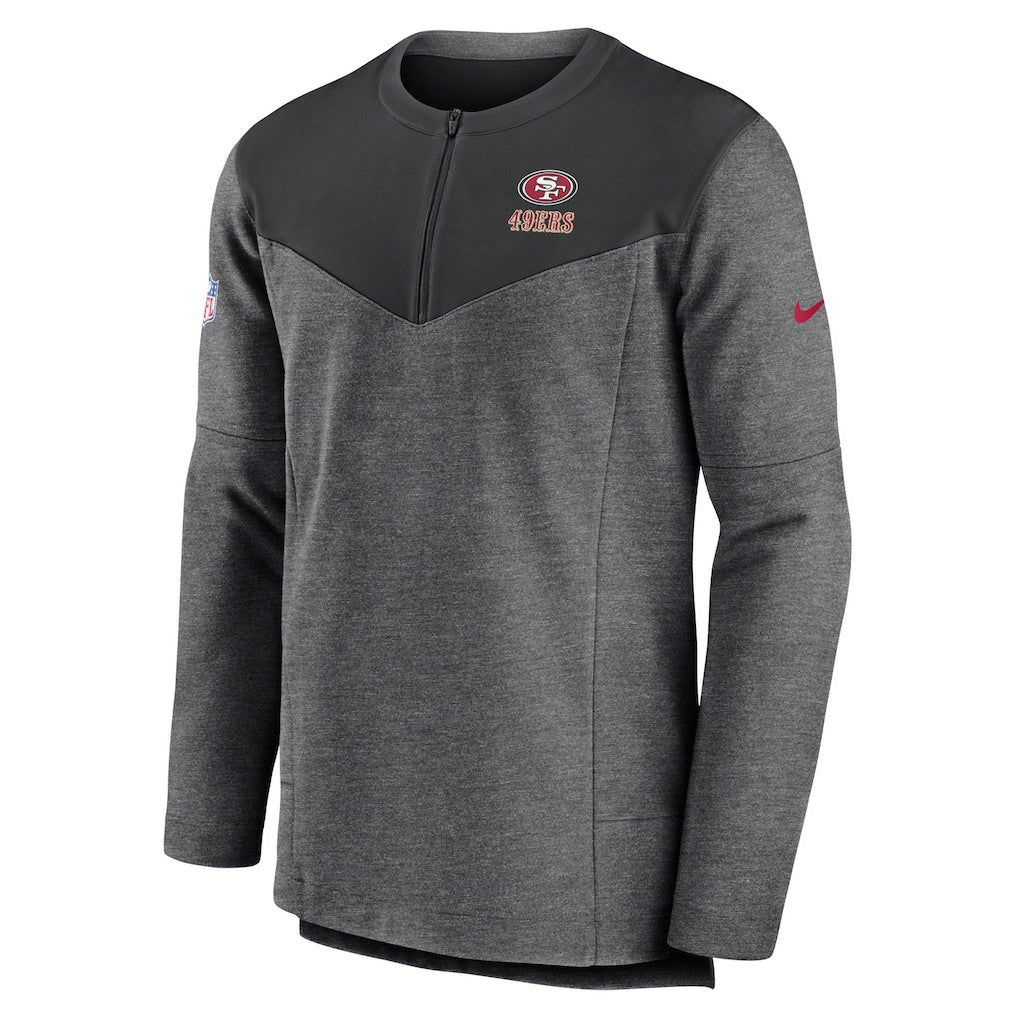 Nike San Francisco 49ers Sideline Lockup Performance Quarter-Zip Top Charcoal