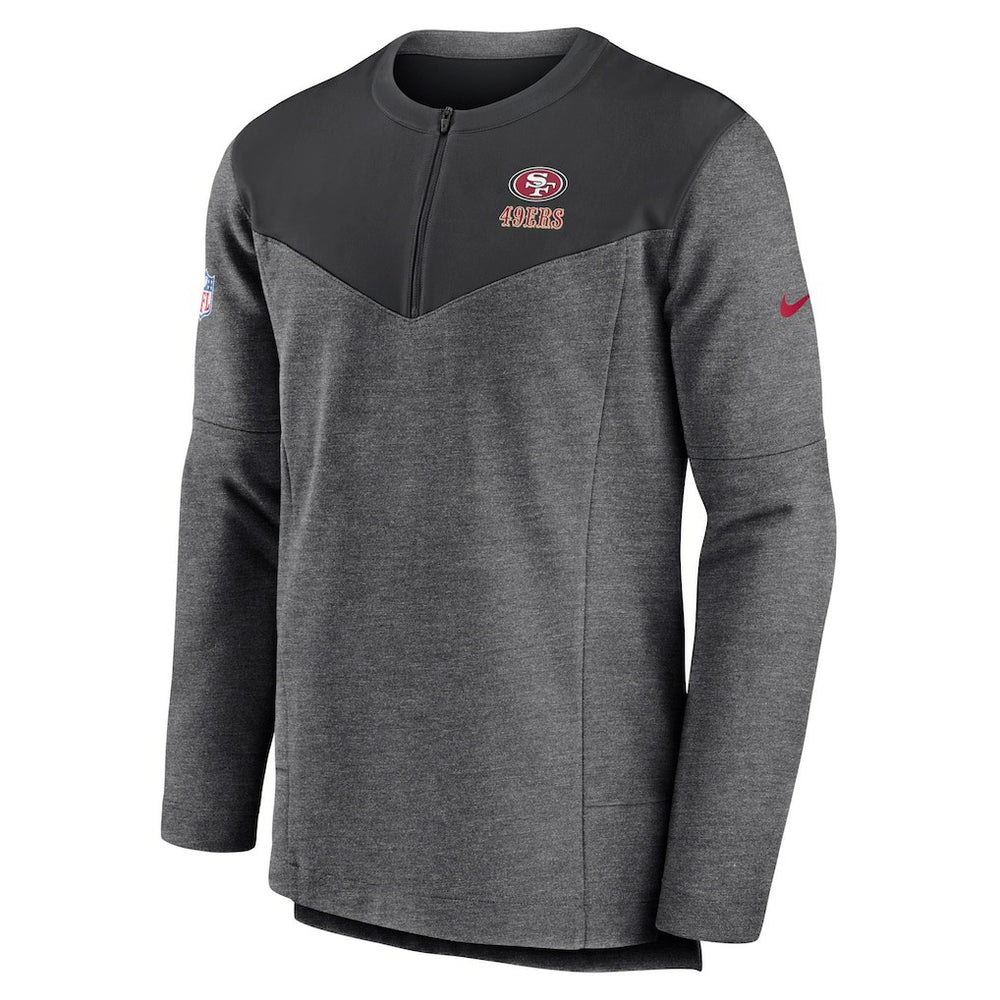 Nike San Francisco 49ers Sideline Lockup Performance Quarter-Zip Top Charcoal