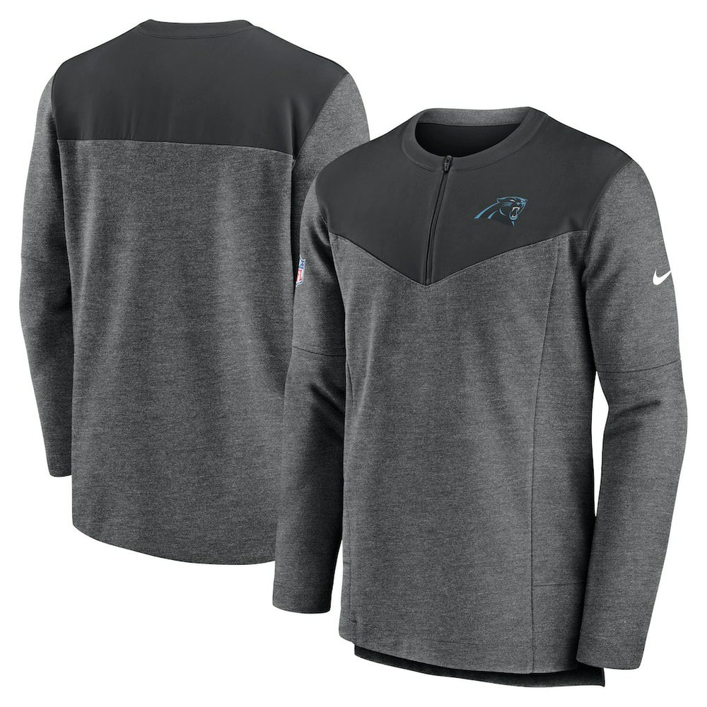 Nike Carolina Panthers Sideline Lockup Performance Quarter-Zip Top Charcoal