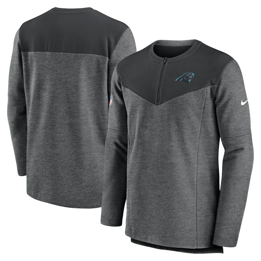 Nike Carolina Panthers Sideline Lockup Performance Quarter-Zip Top Charcoal