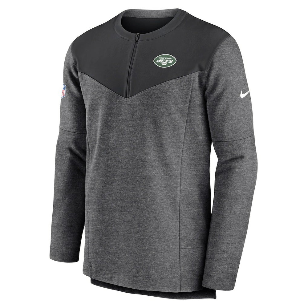 Nike New York Jets Sideline Lockup Performance Quarter-Zip Top Charcoal