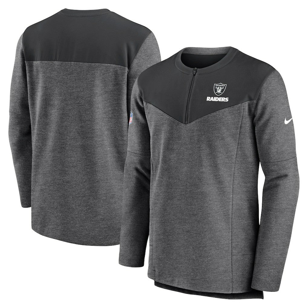 Nike Las Vegas Raiders Sideline Lockup Performance Quarter-Zip Top Charcoal