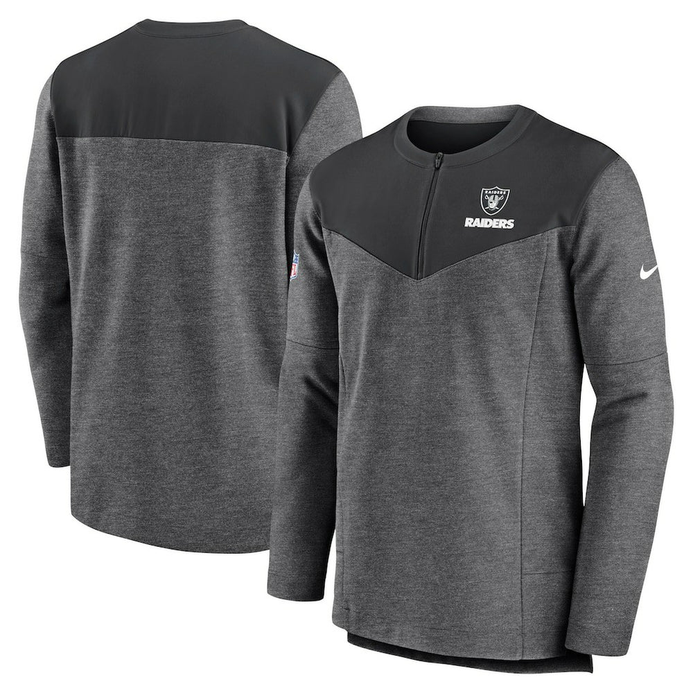 Nike Las Vegas Raiders Sideline Lockup Performance Quarter-Zip Top Charcoal