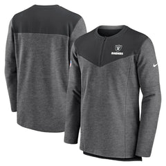 Nike Las Vegas Raiders Sideline Lockup Performance Quarter-Zip Top Charcoal
