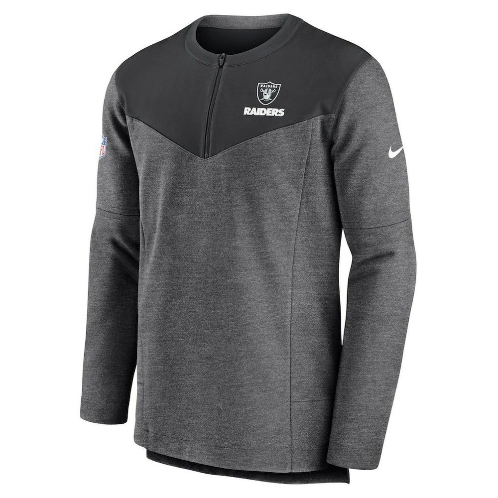 Nike Las Vegas Raiders Sideline Lockup Performance Quarter-Zip Top Charcoal
