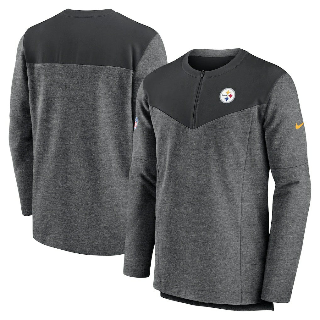 Nike Pittsburgh Steelers Sideline Lockup Performance Quarter-Zip Top Charcoal