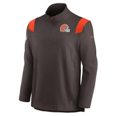 Nike Cleveland Browns Sideline Coach Chevron Lockup Quarter-Zip Long Sleeve Top Brown