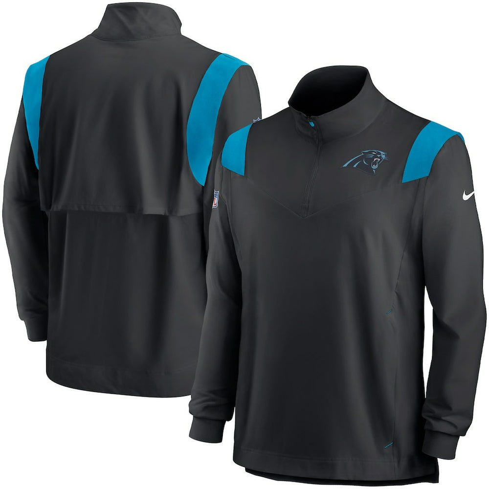 Nike Carolina Panthers Sideline Coach Chevron Lockup Quarter-Zip Long Sleeve Top Black