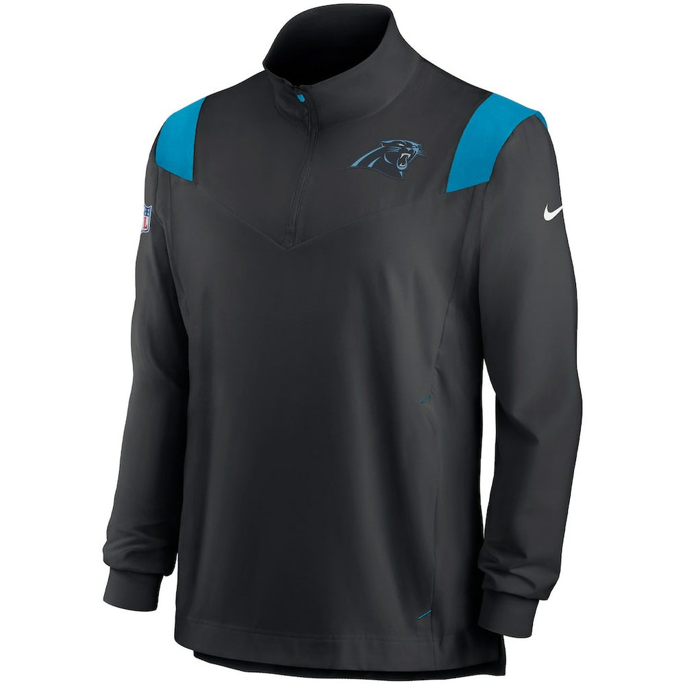Nike Carolina Panthers Sideline Coach Chevron Lockup Quarter-Zip Long Sleeve Top Black