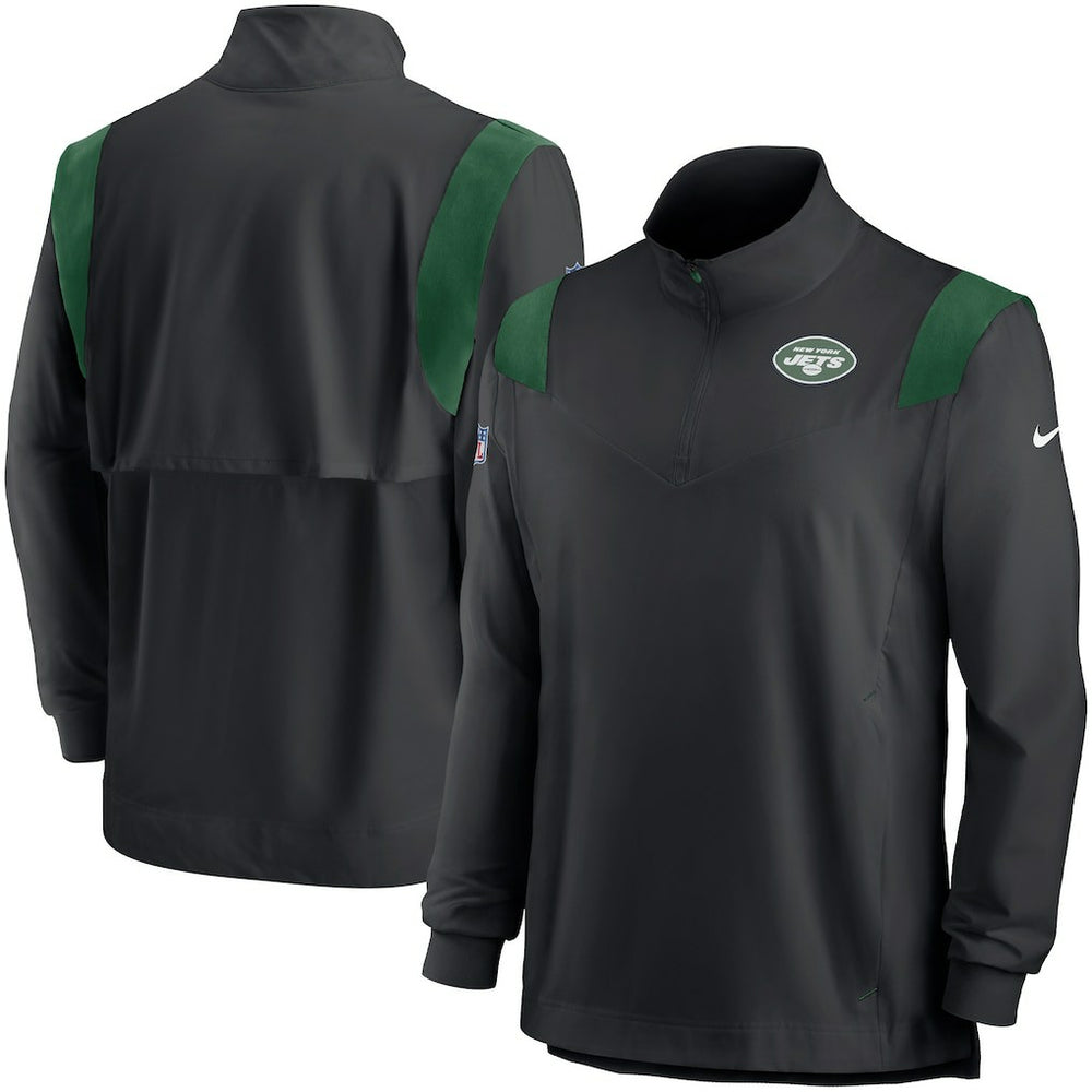 Nike New York Jets Sideline Coach Chevron Lockup Quarter-Zip Long Sleeve Top Black