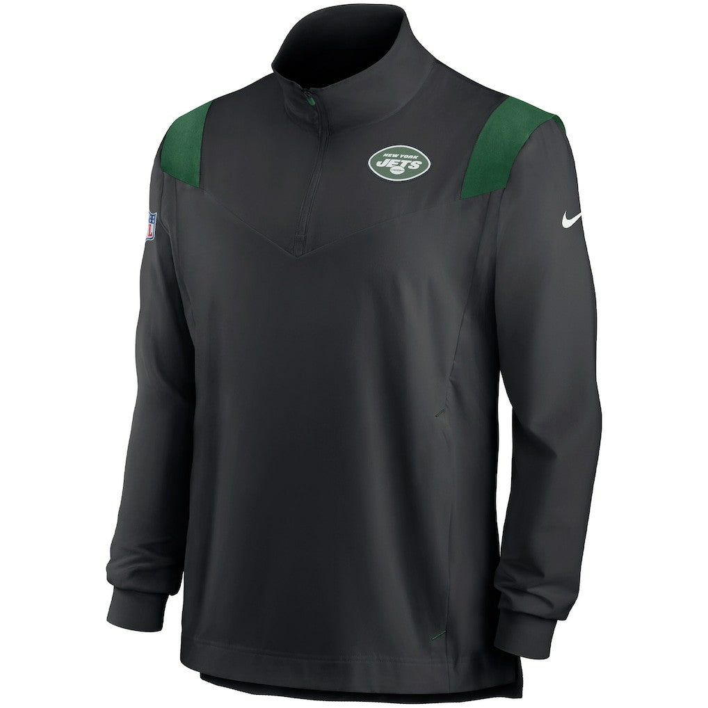 Nike New York Jets Sideline Coach Chevron Lockup Quarter-Zip Long Sleeve Top Black