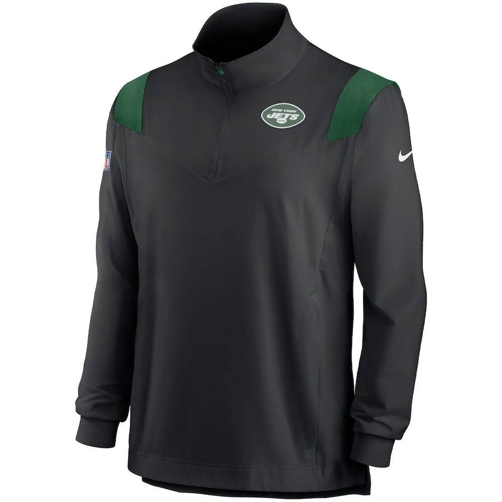 Nike New York Jets Sideline Coach Chevron Lockup Quarter-Zip Long Sleeve Top Black