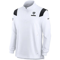 Nike Las Vegas Raiders Sideline Coach Chevron Lockup Quarter-Zip Long Sleeve Top White