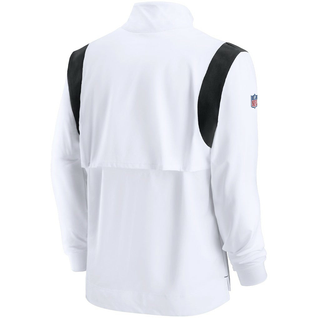 Nike Las Vegas Raiders Sideline Coach Chevron Lockup Quarter-Zip Long Sleeve Top White