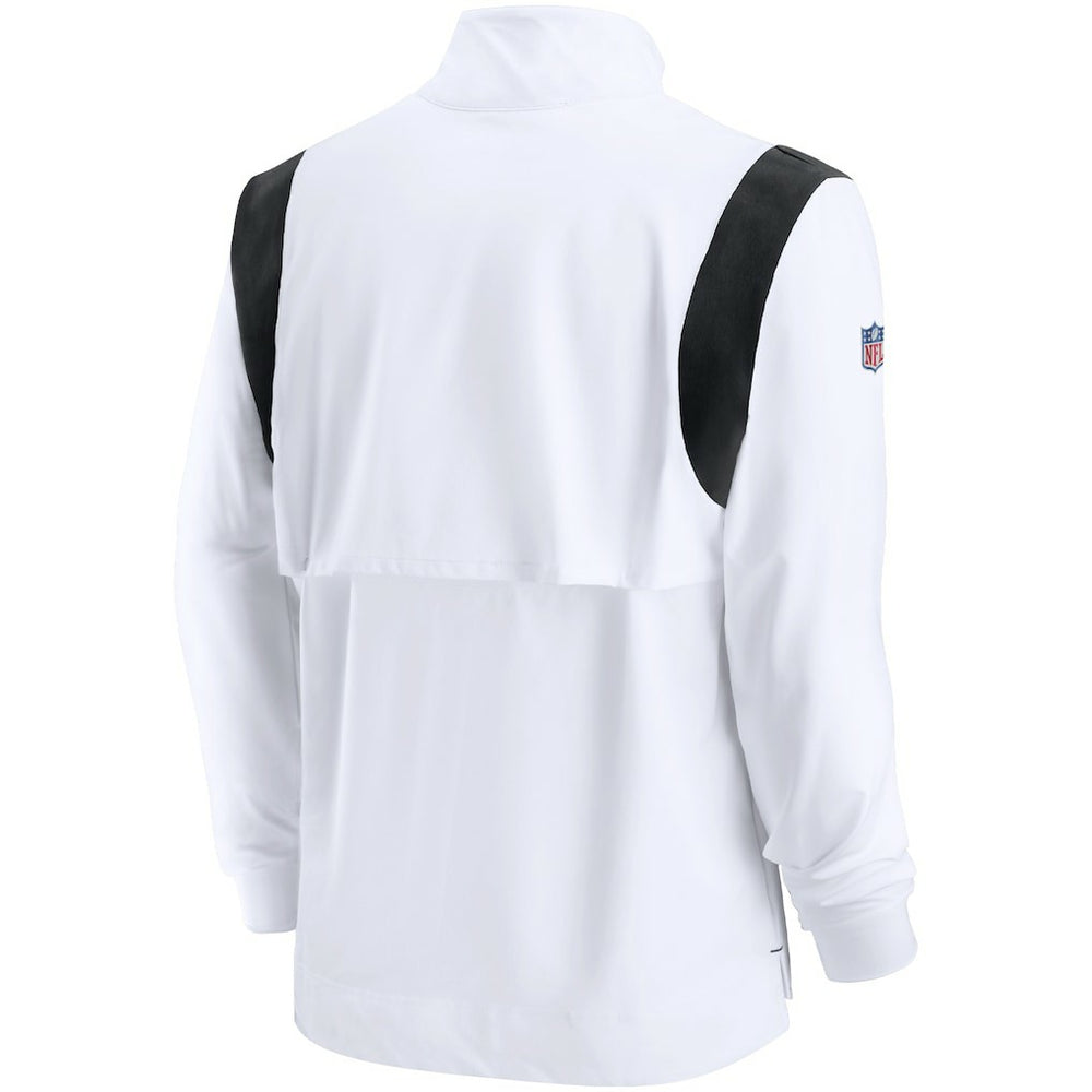 Nike Las Vegas Raiders Sideline Coach Chevron Lockup Quarter-Zip Long Sleeve Top White
