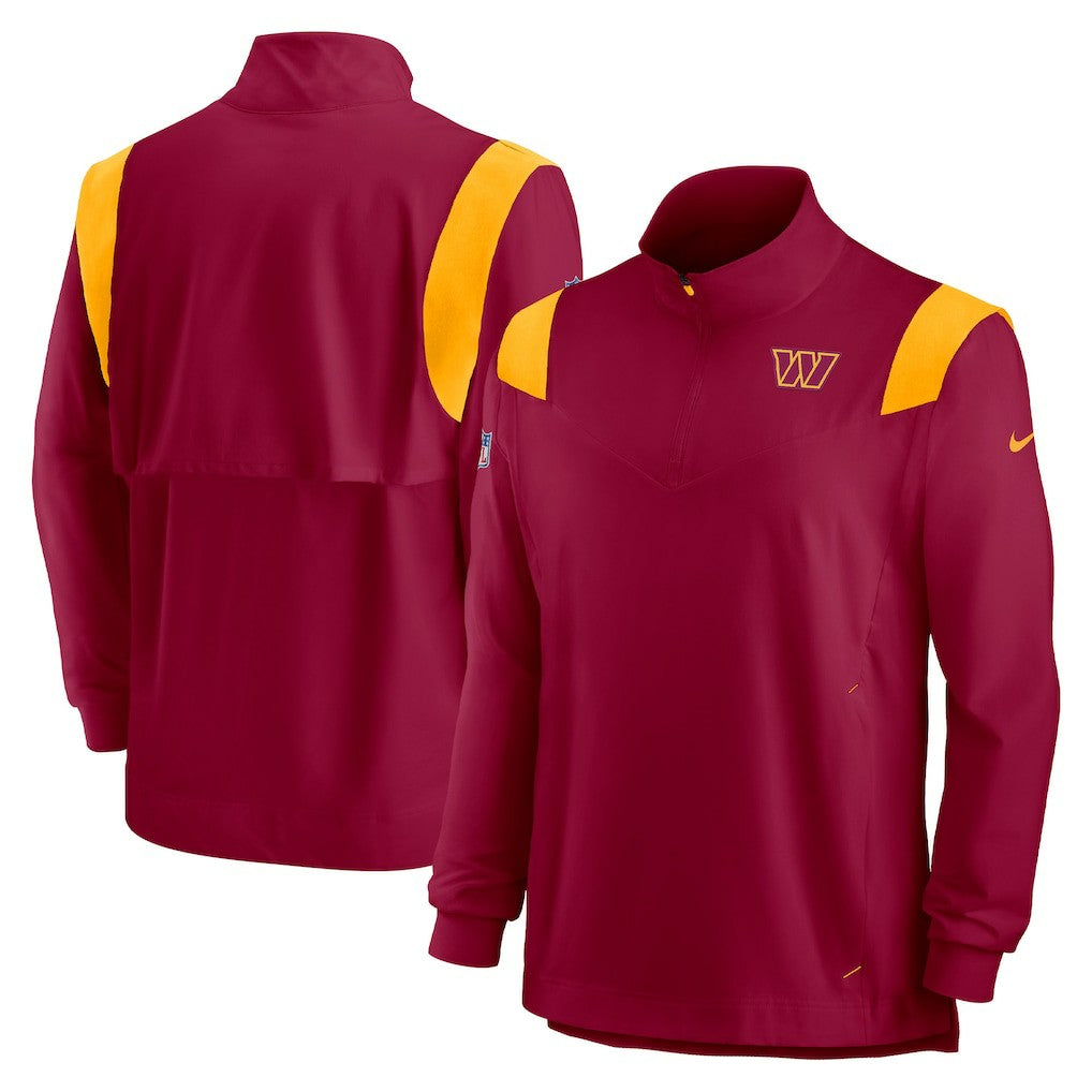 Nike Washington Commanders Sideline Coach Chevron Lockup Quarter-Zip Long Sleeve Top Burgundy