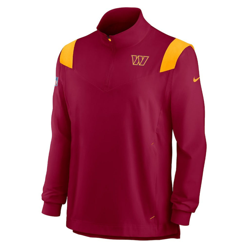 Nike Washington Commanders Sideline Coach Chevron Lockup Quarter-Zip Long Sleeve Top Burgundy