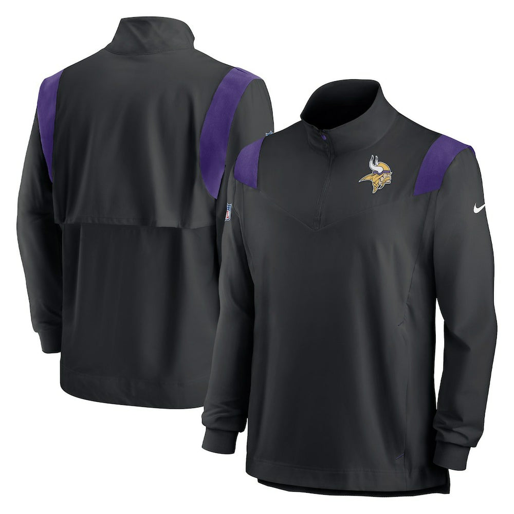Nike Minnesota Vikings Sideline Coach Chevron Lockup Quarter-Zip Long Sleeve Top Black