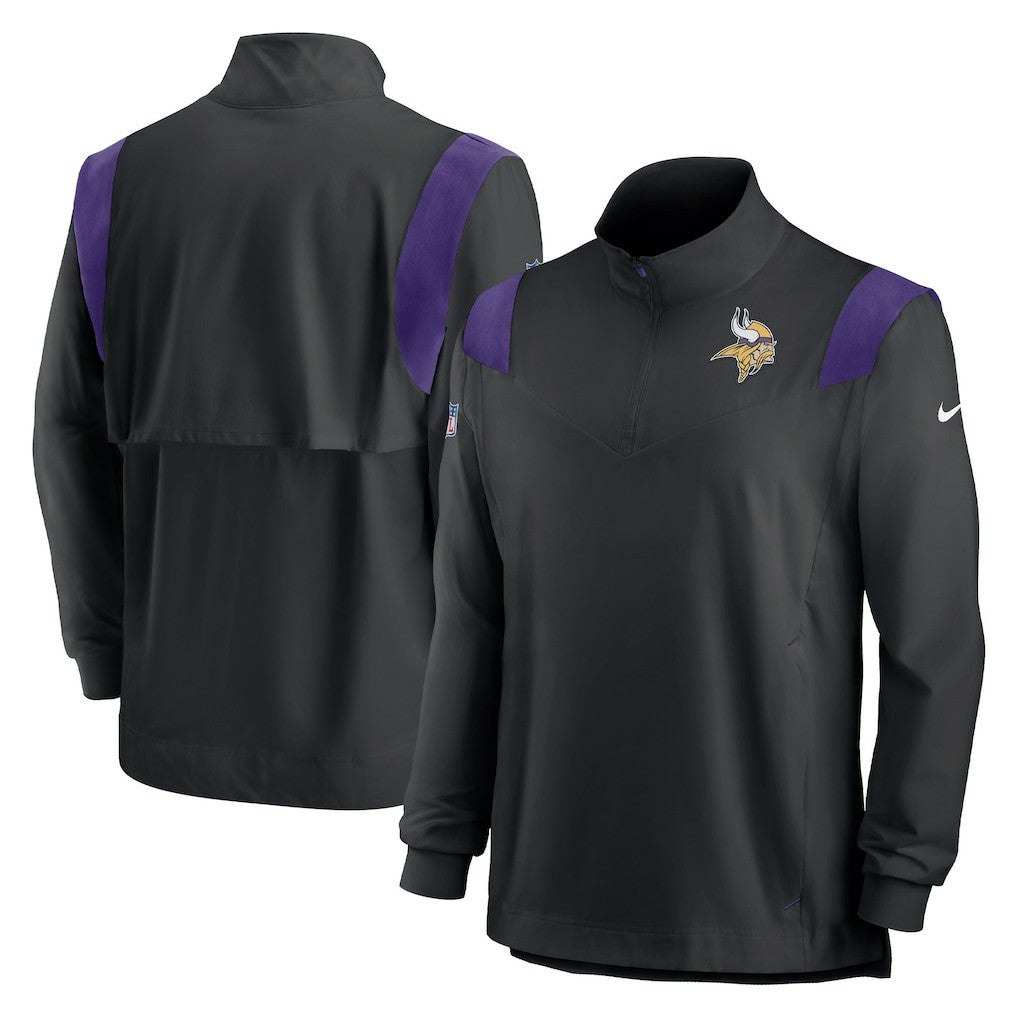 Nike Minnesota Vikings Sideline Coach Chevron Lockup Quarter-Zip Long Sleeve Top Black