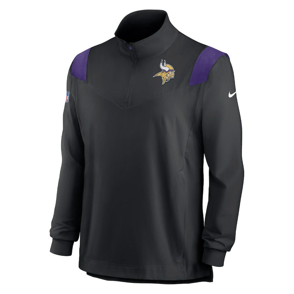 Nike Minnesota Vikings Sideline Coach Chevron Lockup Quarter-Zip Long Sleeve Top Black