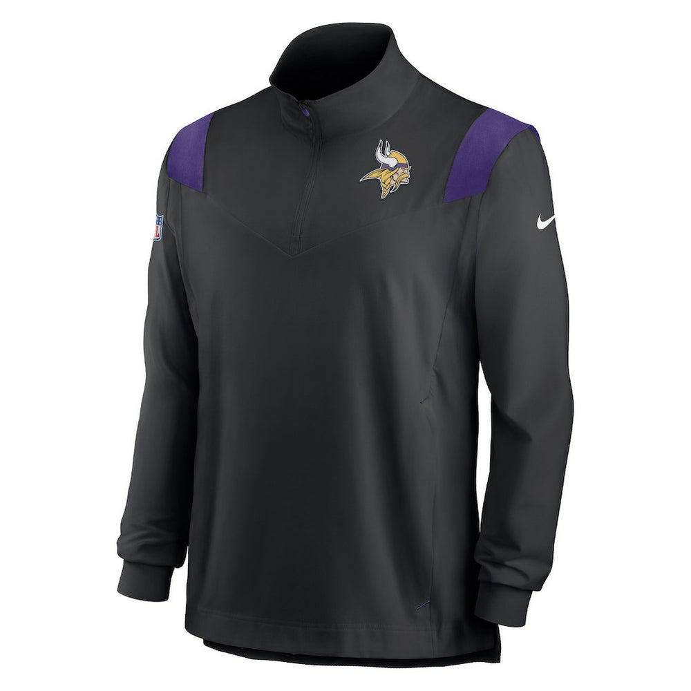 Nike Minnesota Vikings Sideline Coach Chevron Lockup Quarter-Zip Long Sleeve Top Black
