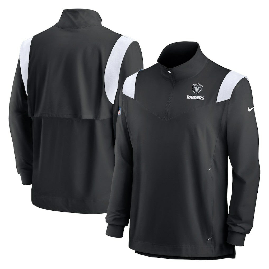 Nike Las Vegas Raiders Sideline Coach Chevron Lockup Quarter-Zip Long Sleeve Top Black