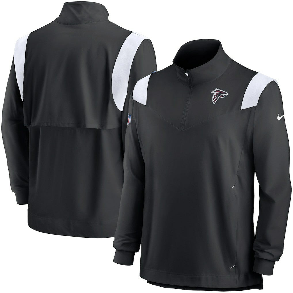 Nike Atlanta Falcons Sideline Coach Chevron Lockup Quarter-Zip Long Sleeve Top Black/White