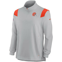 Nike Cleveland Browns Sideline Coach Chevron Lockup Quarter-Zip Long Sleeve Top Gray