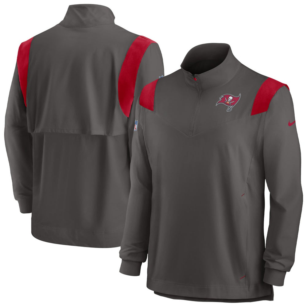 Nike Tampa Bay Buccaneers Sideline Coach Chevron Lockup Quarter-Zip Long Sleeve Top Pewter