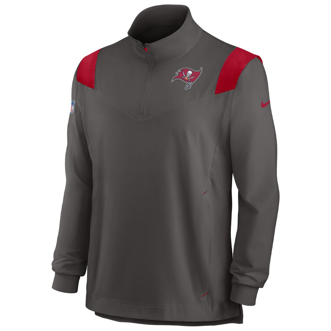 Nike Tampa Bay Buccaneers Sideline Coach Chevron Lockup Quarter-Zip Long Sleeve Top Pewter