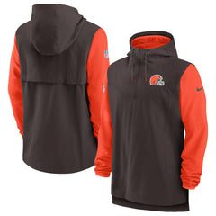 Nike Cleveland Browns Sideline Player Quarter-Zip Hoodie Brown/Orange