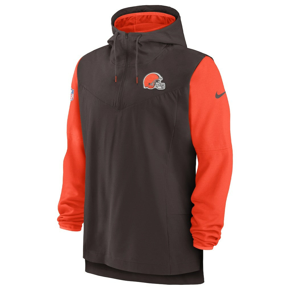 Nike Cleveland Browns Sideline Player Quarter-Zip Hoodie Brown/Orange