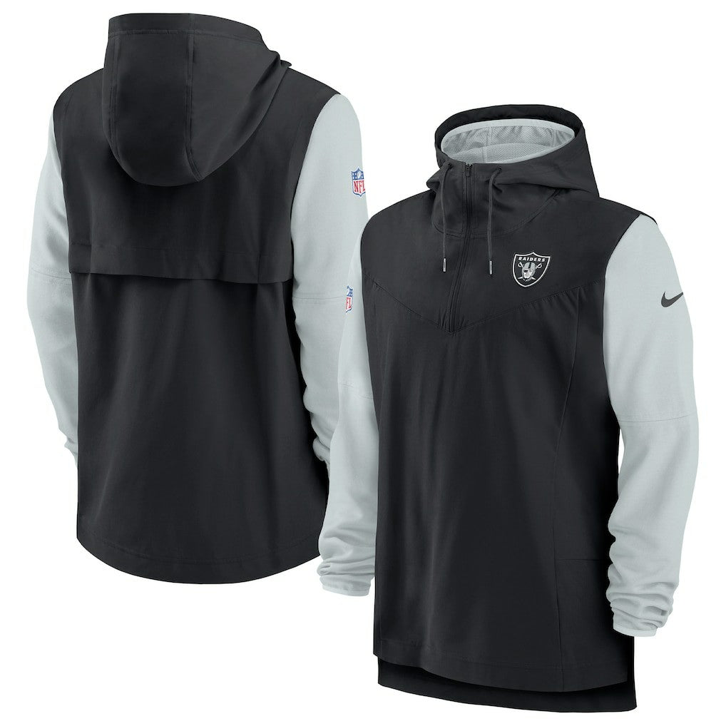 Nike Las Vegas Raiders Sideline Player Quarter-Zip Hoodie Jacket Black/Silver