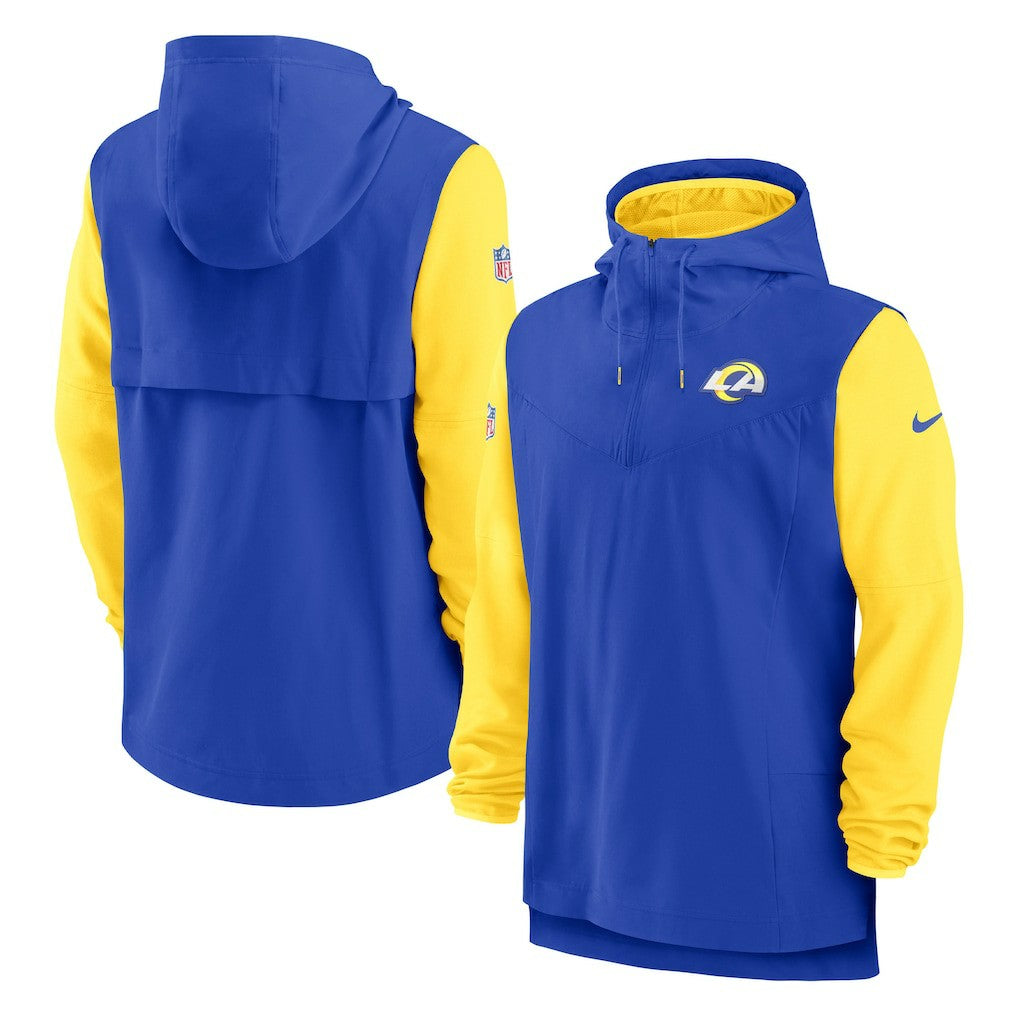 Nike Los Angeles Rams Sideline Player Quarter-Zip Hoodie Jacket Royal/Gold