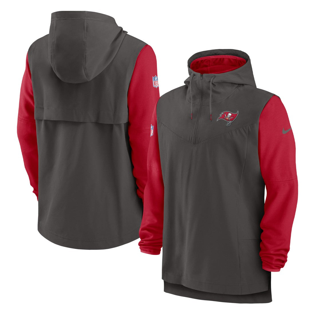 Nike Tampa Bay Buccaneers Sideline Player Quarter-Zip Hoodie Pewter/Red