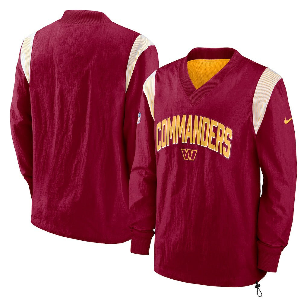 Nike Washington Commanders Sideline Athletic Stack V-Neck Pullover Windshirt Jacket Burgundy