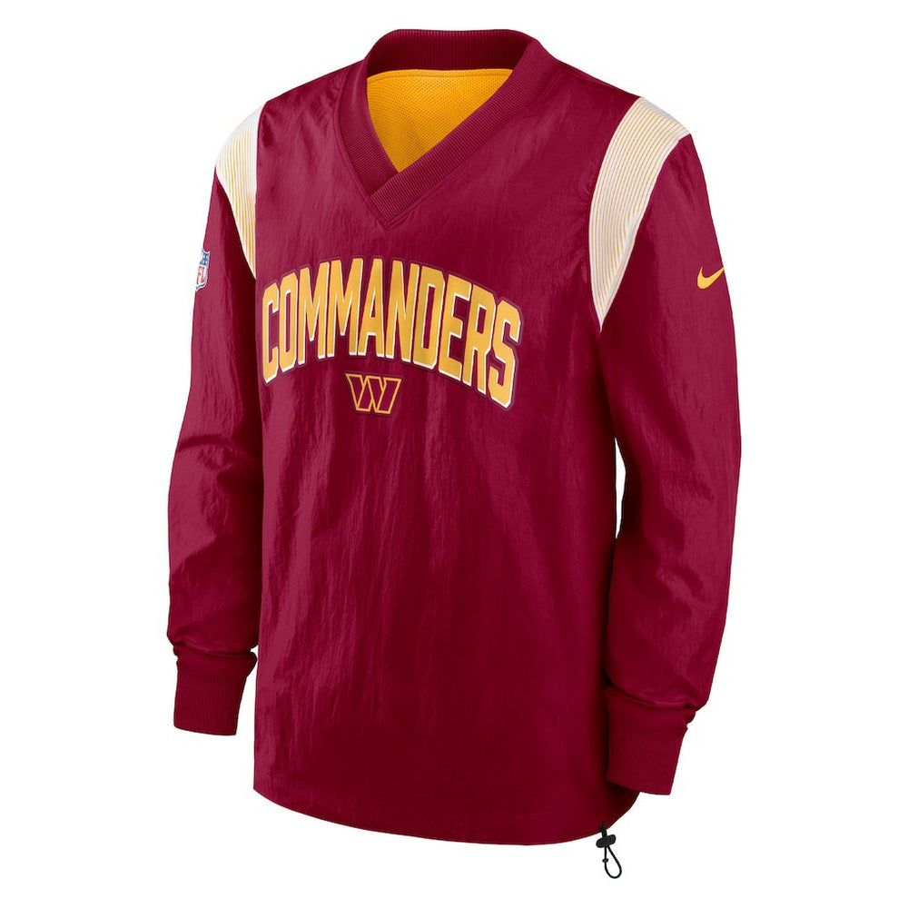 Nike Washington Commanders Sideline Athletic Stack V-Neck Pullover Windshirt Jacket Burgundy