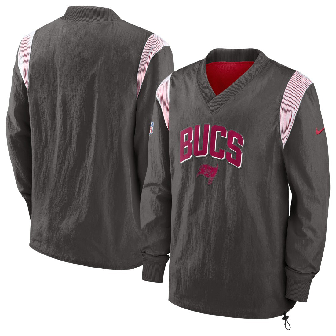 Nike Tampa Bay Buccaneers Sideline Athletic Stack V-Neck Pullover Windshirt Jacket Pewter