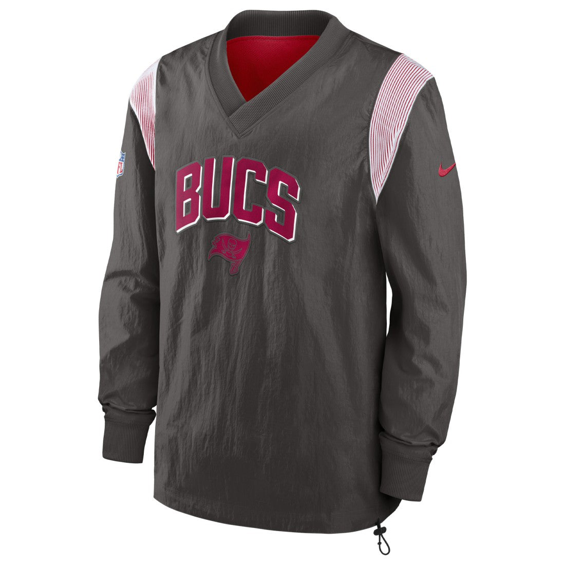 Nike Tampa Bay Buccaneers Sideline Athletic Stack V-Neck Pullover Windshirt Jacket Pewter