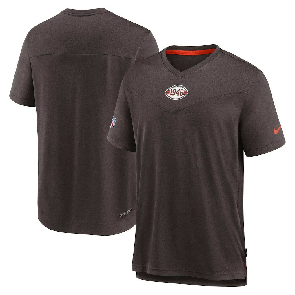 Nike Cleveland Browns Sideline Coaches Vintage Chevron Performance V-Neck T-Shirt Brown