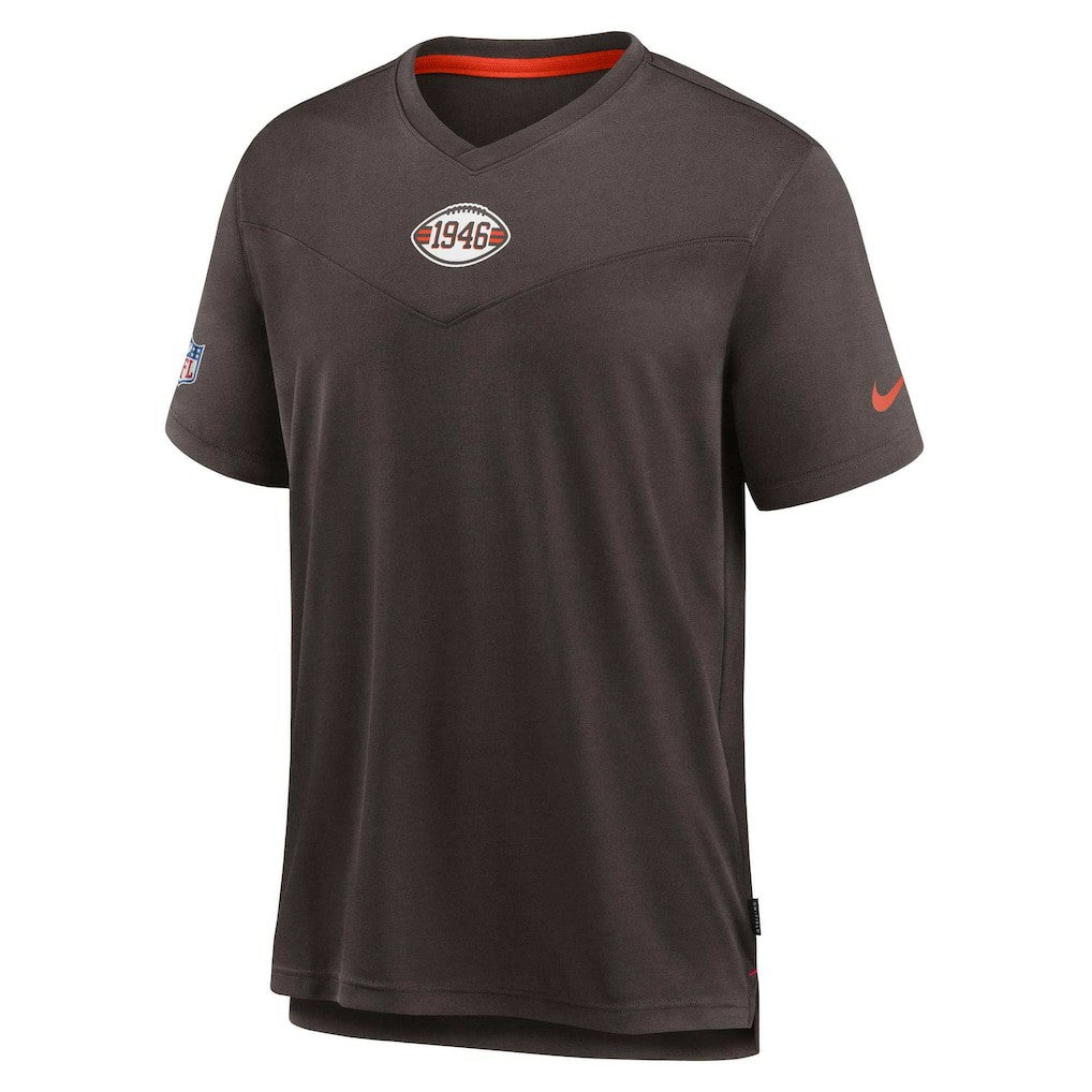 Nike Cleveland Browns Sideline Coaches Vintage Chevron Performance V-Neck T-Shirt Brown