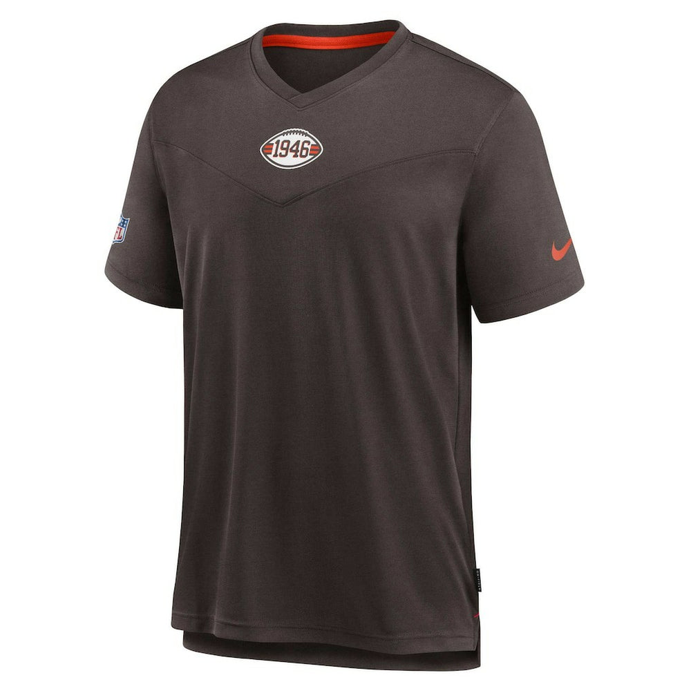 Nike Cleveland Browns Sideline Coaches Vintage Chevron Performance V-Neck T-Shirt Brown