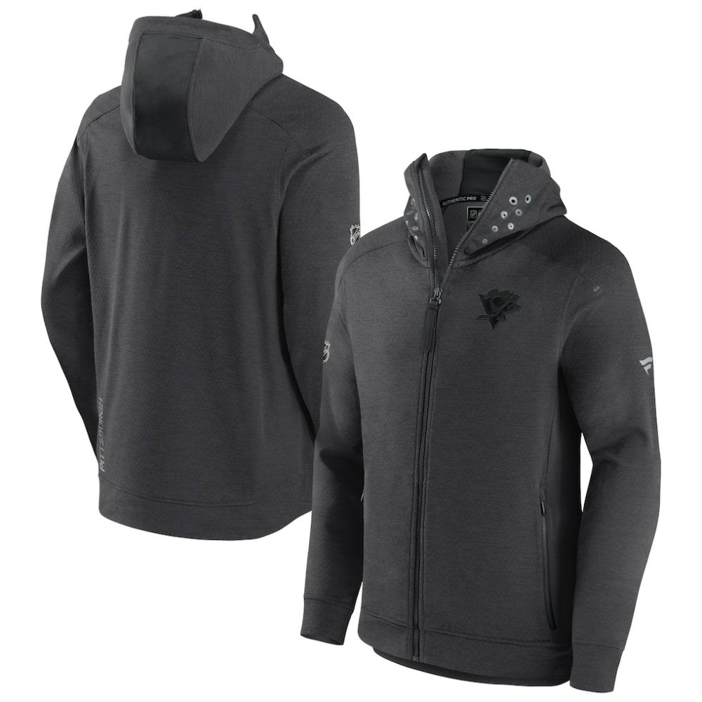 Pittsburgh Penguins Fanatics Authentic Pro Road Tech Lightweight Full-Zip Hoodie Jacket - Charcoal - NHL 4509613
