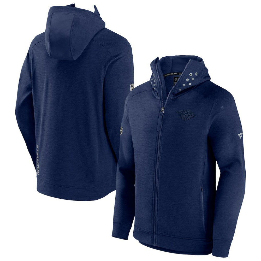 Nashville Predators Fanatics Authentic Pro Road Tech Lightweight Full-Zip Hoodie Jacket - Navy - NHL 4509615