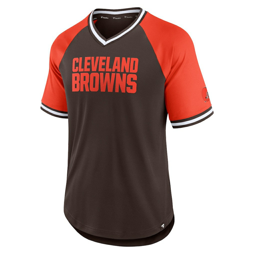 Fanatics Cleveland Browns Second Wind Raglan V-Neck T-Shirt Brown/Orange